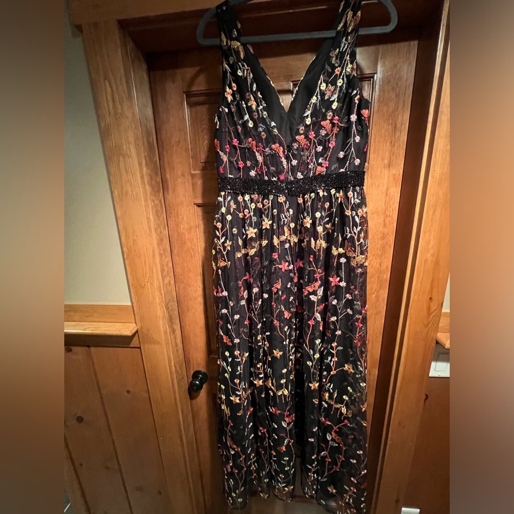 NWT JJ's House A-line V-Neck Ankle-Length Lace Cocktail Dress With Beading 12